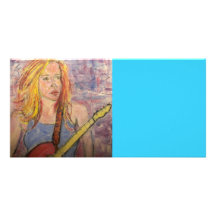 folk rock girl reflections personalized photo card
