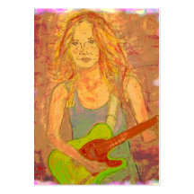 folk rock girl screenprint look business card template