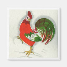 Folk Rooster #1 Fridge Magnets