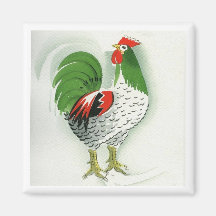 Folk Rooster #3 Refrigerator Magnet
