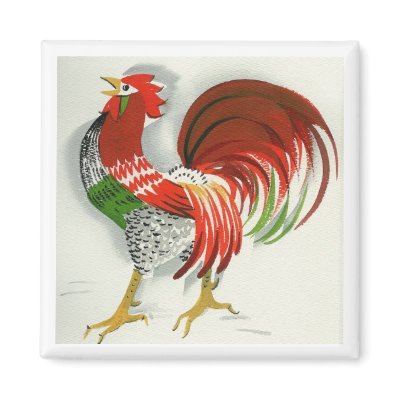 Folk Rooster #4 Magnet by Ten_Mile_Creek