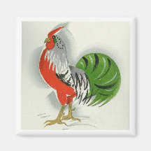 Folk Rooster #9 Refrigerator Magnet