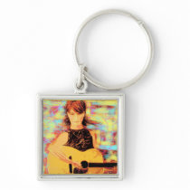 folksinger girl key chains