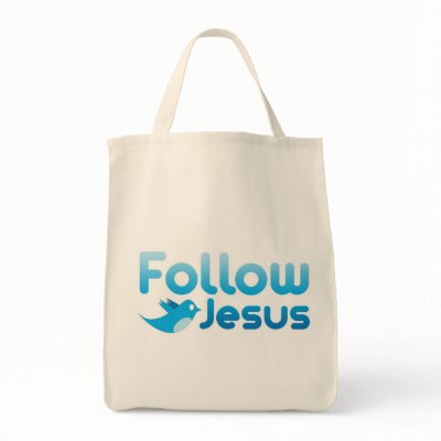 Follow Jesus Christ Twitter Humour Tote Bag by BoogieMonst