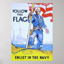 Follow The Flag ~ Vintage World War 1. Poster