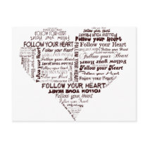Follow Your Heart Black and White Post Cards
