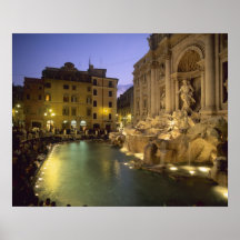 Fontaine de TREVI la nuit, Rome, Latium, Italie Posters
