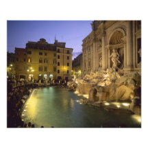 Fontaine de TREVI la nuit, Rome, Latium, Italie Art Photographique