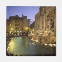 Fontaine de TREVI la nuit, Rome, Latium, Italie Aimants Pour Réfrigérateur
