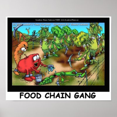 Food Chain Gang Funny Art Posters by beardiethor123