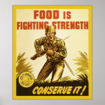 Food is Fighting Strength ~ Vintage WW2 Poster posters