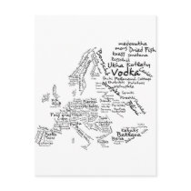 Food Map of Europe Post Cards