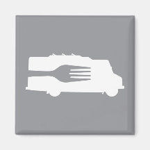 Food Truck: Side/Fork (Grey) Fridge Magnets