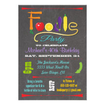 Foodie party Chalkboard Invitations