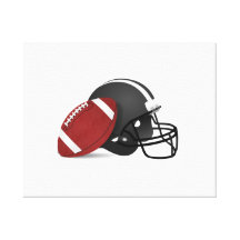Football and Helmet Stretched Canvas Prints