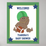 Football Baby African American Welcome Sign posters