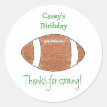 Football birthday favour label round sticker