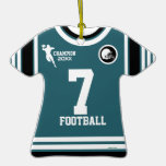 Football Champ Teal White T-Shirt Ornament