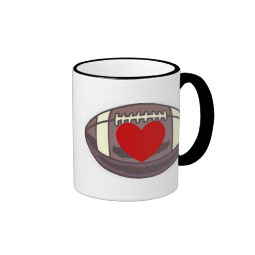 FOOTBALL HEART PRINT COFFEE MUGS