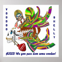 Football Mardi Gras Voodoo Skelly View Notes  Plse Poster
