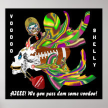 Football Mardi Gras Voodoo Skelly View Notes  Plse Poster
