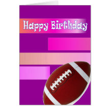 Football pink birthday greeting cards