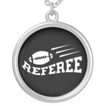 Football referee white on black with bouncing ball pendants