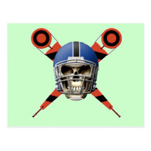 Football Skull with Helmet and Yard Markers Post Card