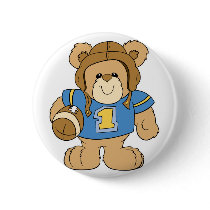 Football Teddy Bear Design Pinback Button