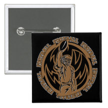 Football Tribal Brown Logo Pinback Buttons