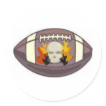 FOOTBALL WITH FLAMING SKULL GRAPHIC PRINT ROUND STICKER