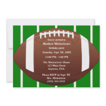 Football With Green Football Field Birthday Party Invitation