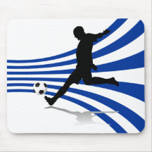 Footballeur bleu et blanc Mousepad Tapis De Souris