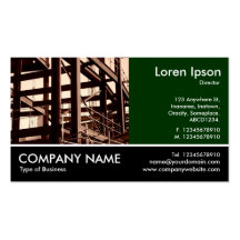 Footed Photo - Dk Green - Steel Frame Construction Business Card Template