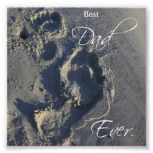 Footprints in Sand Best Dad Ever Square Print Photograph