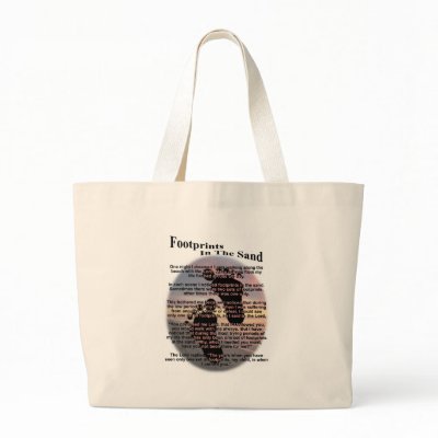 Footprints in the Sand Tote Bag by classicgodshop