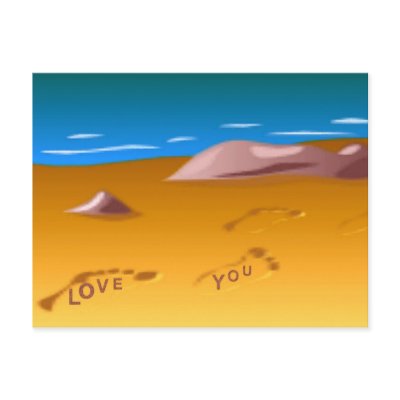 Footprints on Beach Postcard by elenaind