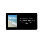 Footprints on White Sandy Beach, Scenic Aqua Blue Personalized Address Label