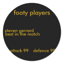 footy players, steven gerrard, best in the matc... round stickers