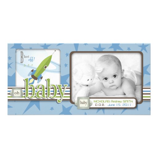 For Baby Boy Photo Card