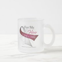 For My Hero I Wear a Ribbon Head Neck Cancer Coffee Mugs