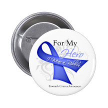 For My Hero I Wear a Ribbon Stomach Cancer Pinback Buttons