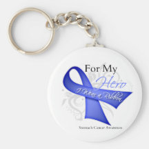 For My Hero I Wear a Ribbon Stomach Cancer Key Chain