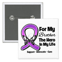 For My Hero My Brother - Purple Ribbon Awareness Buttons