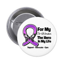 For My Hero My Co-Worker - Purple Ribbon Awareness Pin