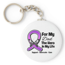 For My Hero My Dad - Purple Ribbon Awareness Keychains