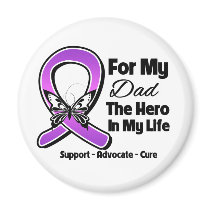 For My Hero My Dad - Purple Ribbon Awareness Fridge Magnet