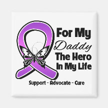 For My Hero My Daddy - Purple Ribbon Awareness Refrigerator Magnets