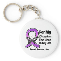For My Hero My Daughter - Purple Ribbon Awareness Key Chain