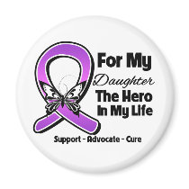 For My Hero My Daughter - Purple Ribbon Awareness Magnets